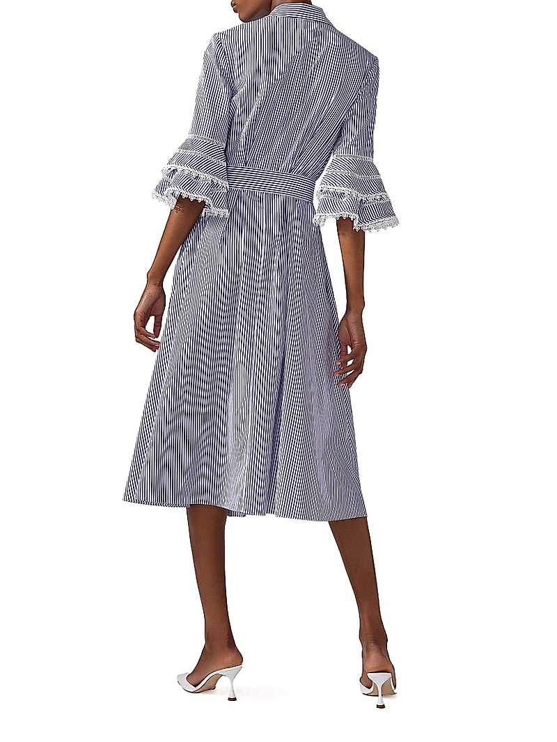 Cabana Tiered Ruffled Tie-Waist Shirtdress