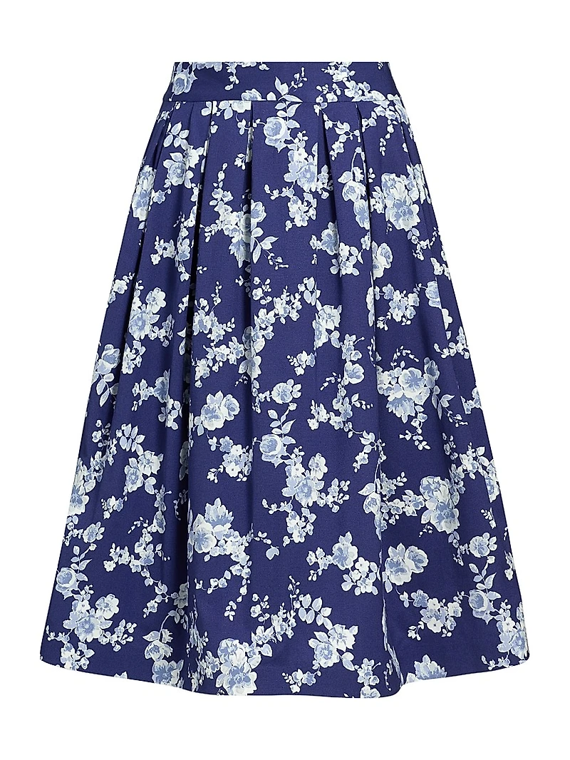 Floral Pleated Midi-Skirt