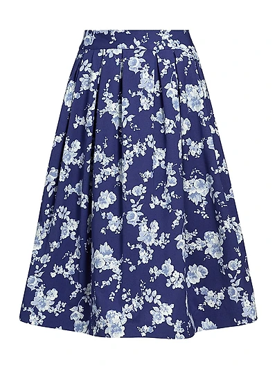 Floral Pleated Midi-Skirt
