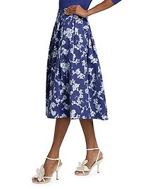 Floral Pleated Midi-Skirt
