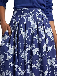 Floral Pleated Midi-Skirt