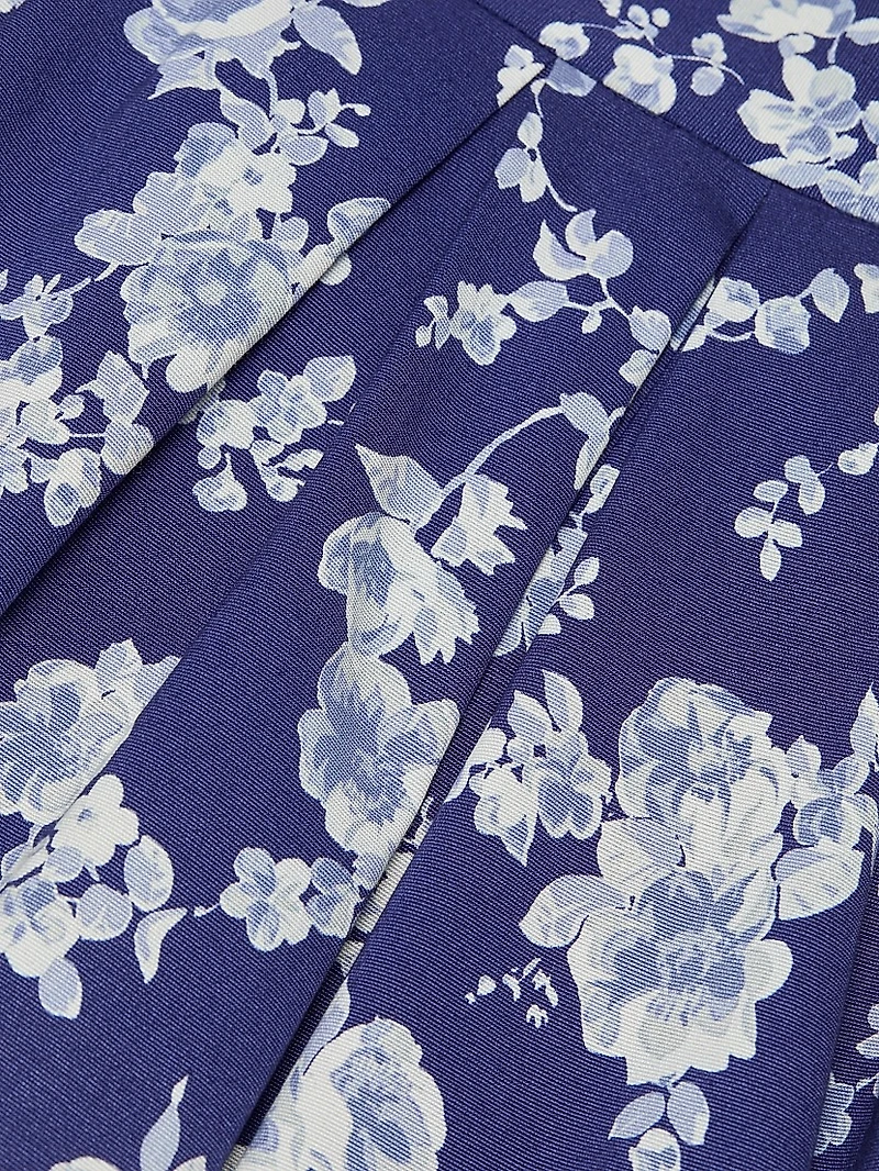Floral Pleated Midi-Skirt