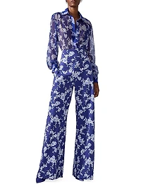 Cabana Floral Silk Button-Front Blouse