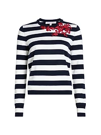 Embroidered Striped Sweater