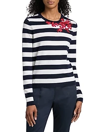 Embroidered Striped Sweater