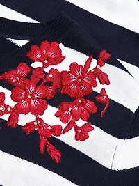 Embroidered Striped Sweater