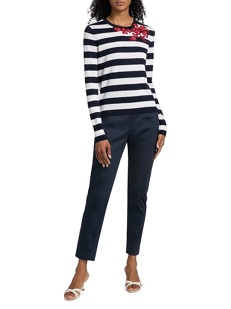 Embroidered Striped Sweater