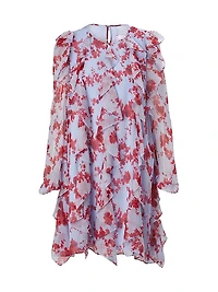 Cabana Ruffled Floral Silk Minidress