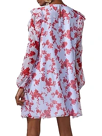 Cabana Ruffled Floral Silk Minidress