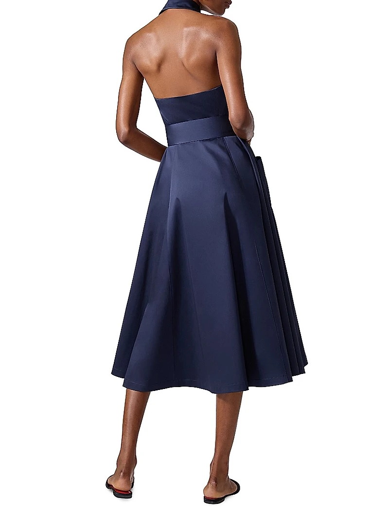 Cabana Button-Front Halterneck Midi-Dress