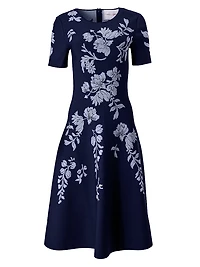 Cabana Floral Short-Sleeve Fit & Flare Dress