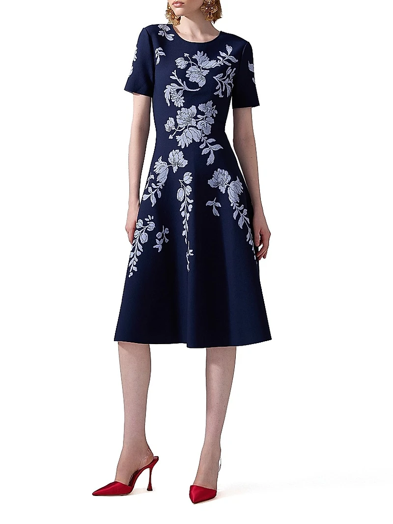 Cabana Floral Short-Sleeve Fit & Flare Dress