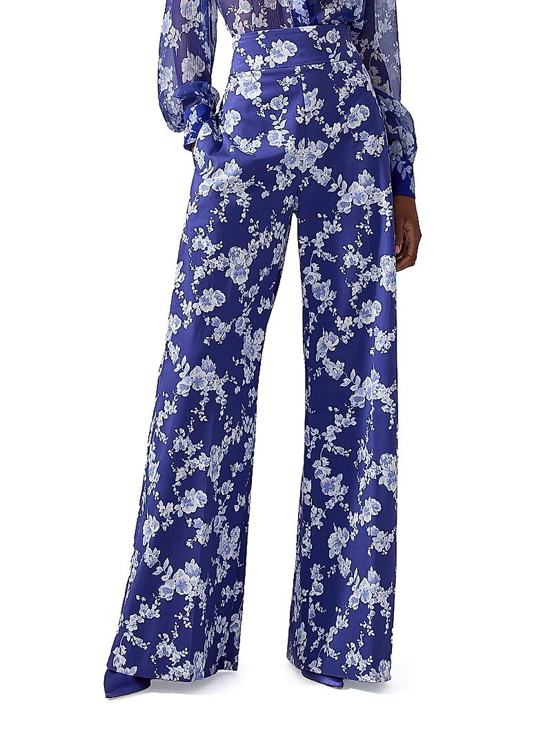 Cabana Floral Cotton-Blend Wide-Leg Pants
