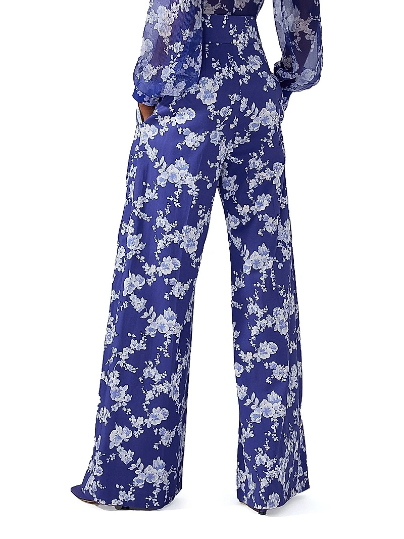 Cabana Floral Cotton-Blend Wide-Leg Pants