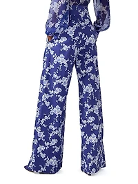 Cabana Floral Cotton-Blend Wide-Leg Pants