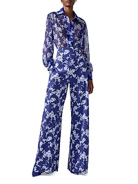 Cabana Floral Cotton-Blend Wide-Leg Pants
