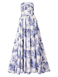 Cabana Floral Strapless Gathered Ball Gown