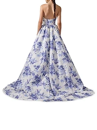 Cabana Floral Strapless Gathered Ball Gown