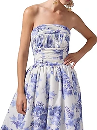 Cabana Floral Strapless Gathered Ball Gown