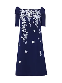 Cabana Floral Embroidered Bow Shift Dress