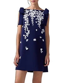Cabana Floral Embroidered Bow Shift Dress