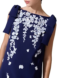 Cabana Floral Embroidered Bow Shift Dress