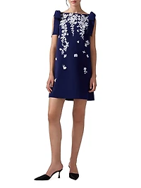 Cabana Floral Embroidered Bow Shift Dress