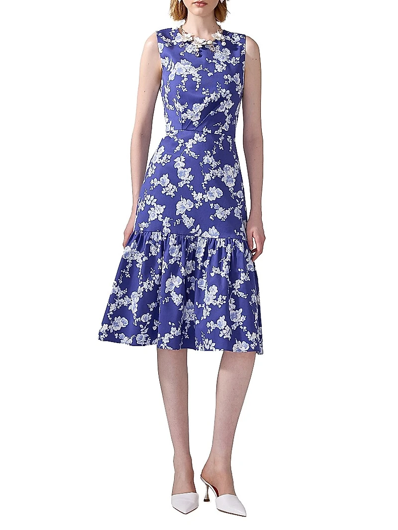 Cabana Floral Cotton-Blend Knee-Length Dress