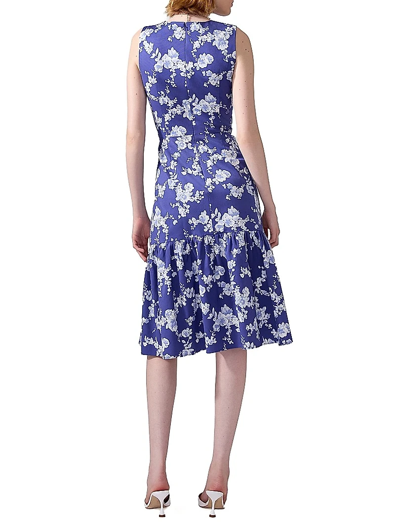 Cabana Floral Cotton-Blend Knee-Length Dress
