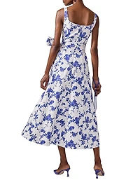 Cabana Floral Stretch Cotton Scoopneck Midi-Dress