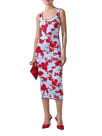 Cabana Floral Silk Scoopneck Midi-Dress
