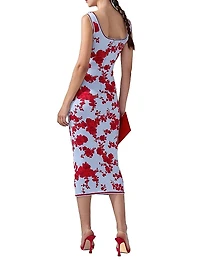 Cabana Floral Silk Scoopneck Midi-Dress