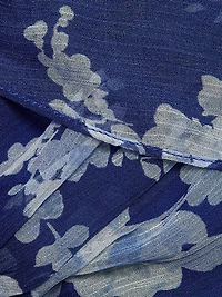 Cabana Floral Silk Ruffled Cape Midi-Dress