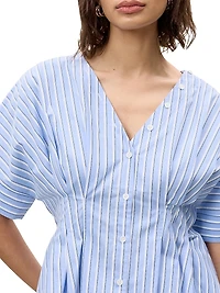 Priya Striped Poplin V-Neck Blouse