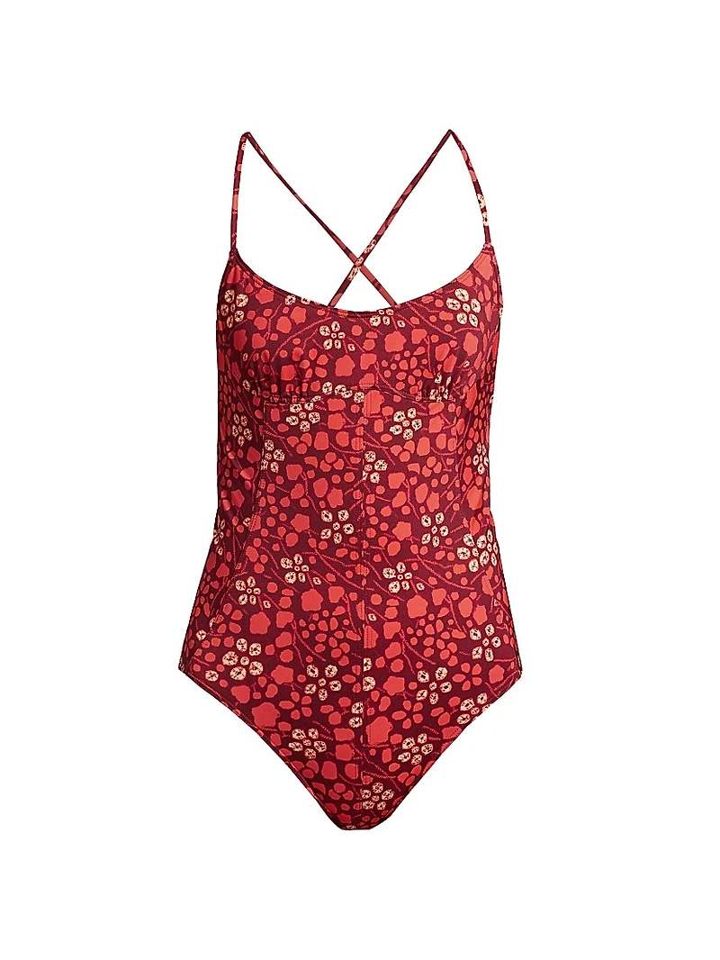 Positano Maillot Abstract Strappy One-Piece Swimsuit
