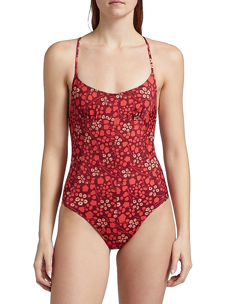 Positano Maillot Abstract Strappy One-Piece Swimsuit