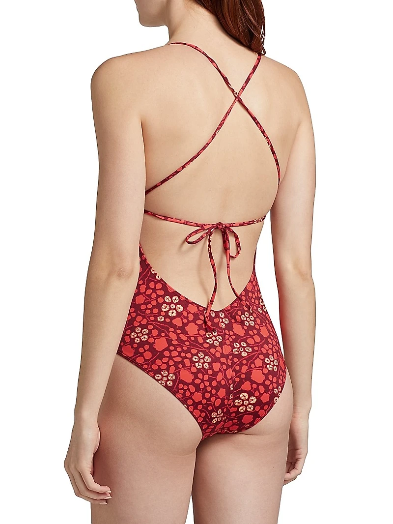 Positano Maillot Abstract Strappy One-Piece Swimsuit