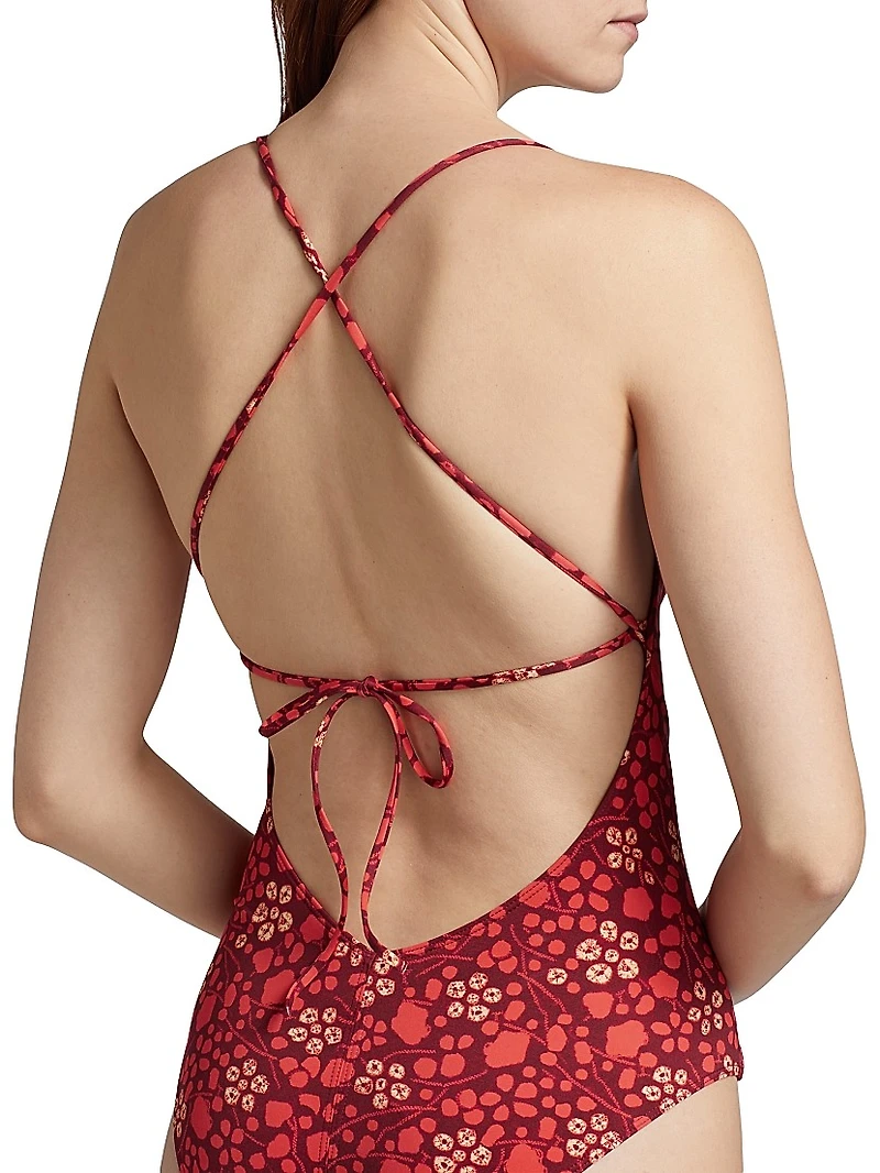 Positano Maillot Abstract Strappy One-Piece Swimsuit