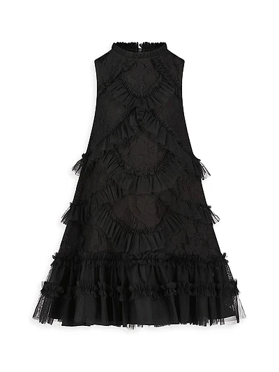 Little Girl's & Sleeveless High Neck Dress