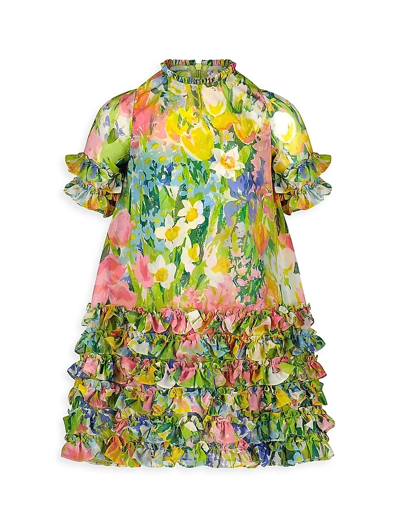 Little Girl's & Girl's Floral Print Chiffon Dress