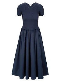 Ysabel Ribbed A-Line Midi-Dress