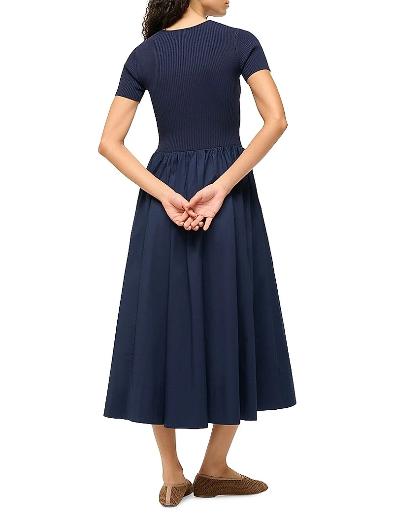 Ysabel Ribbed A-Line Midi-Dress