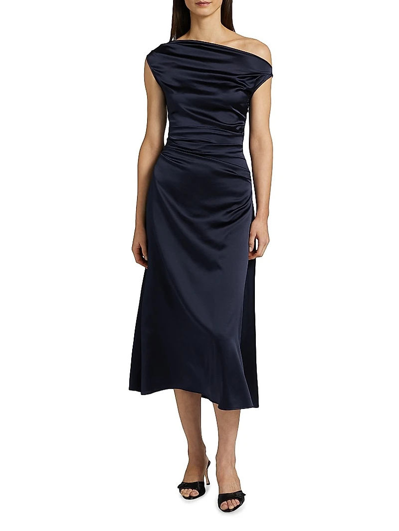 Phare Silk Drape Midi-Dress