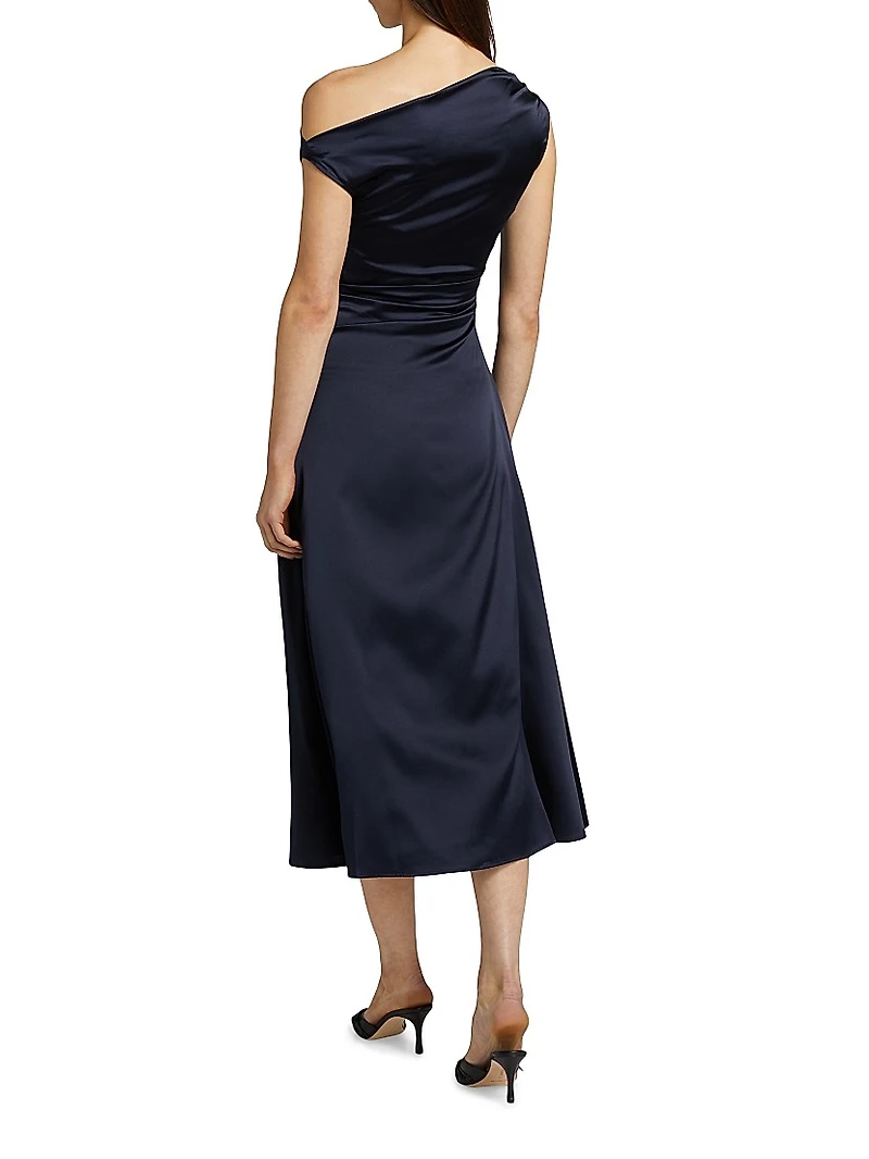 Phare Silk Drape Midi-Dress