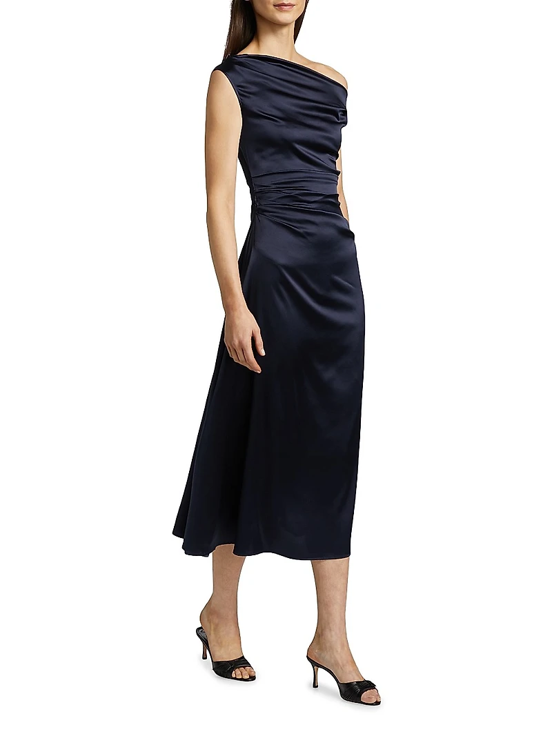 Phare Silk Drape Midi-Dress