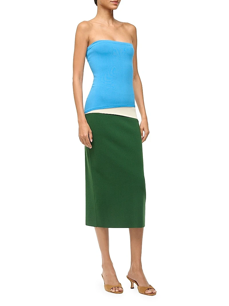 La Serena Colorblocked Strapless Midi-Dress