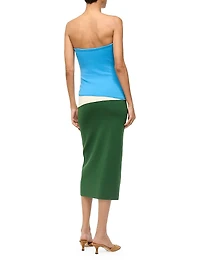 La Serena Colorblocked Strapless Midi-Dress