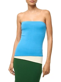 La Serena Colorblocked Strapless Midi-Dress
