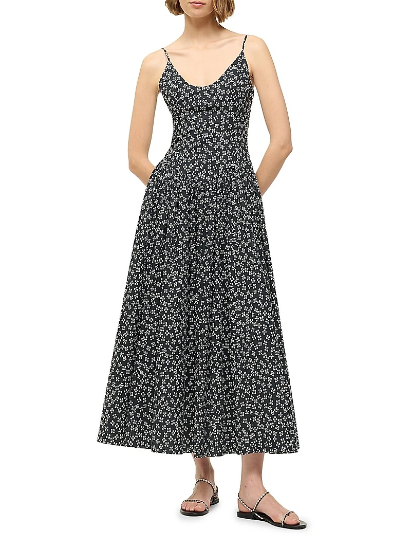 Dena Floral Stretch Cotton A-line Dress