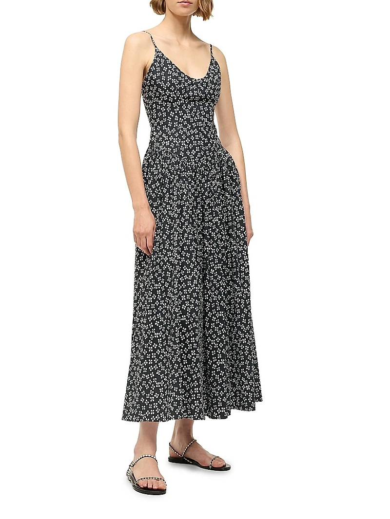Dena Floral Stretch Cotton A-line Dress